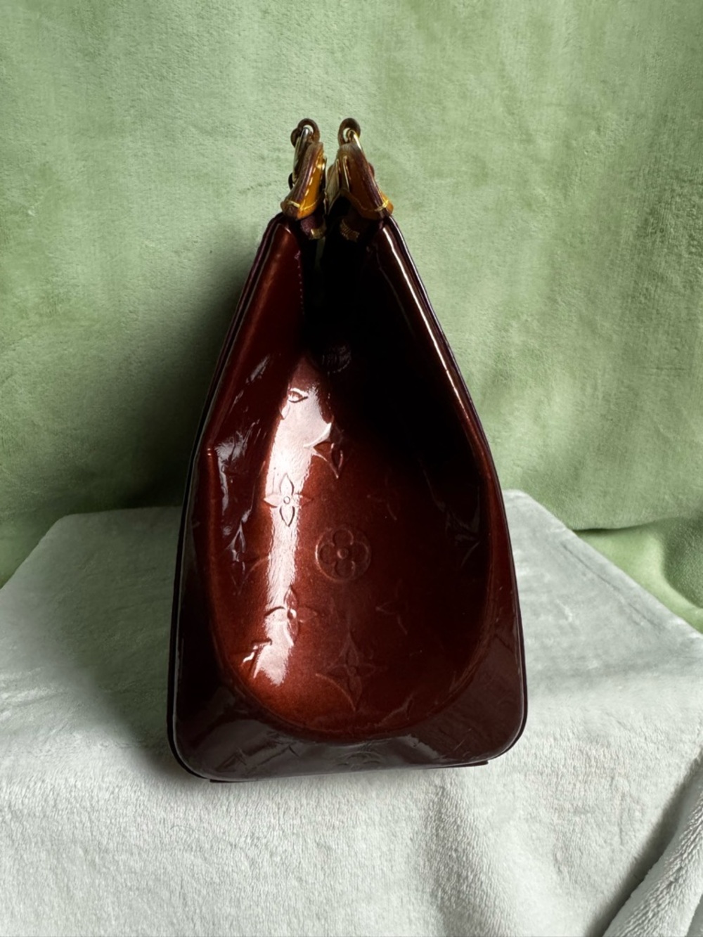 Louis Vuitton Brea MM Vernis Amarante Patent Leather Satchel Bag w/ Strap Auth - Picture 15 of 16